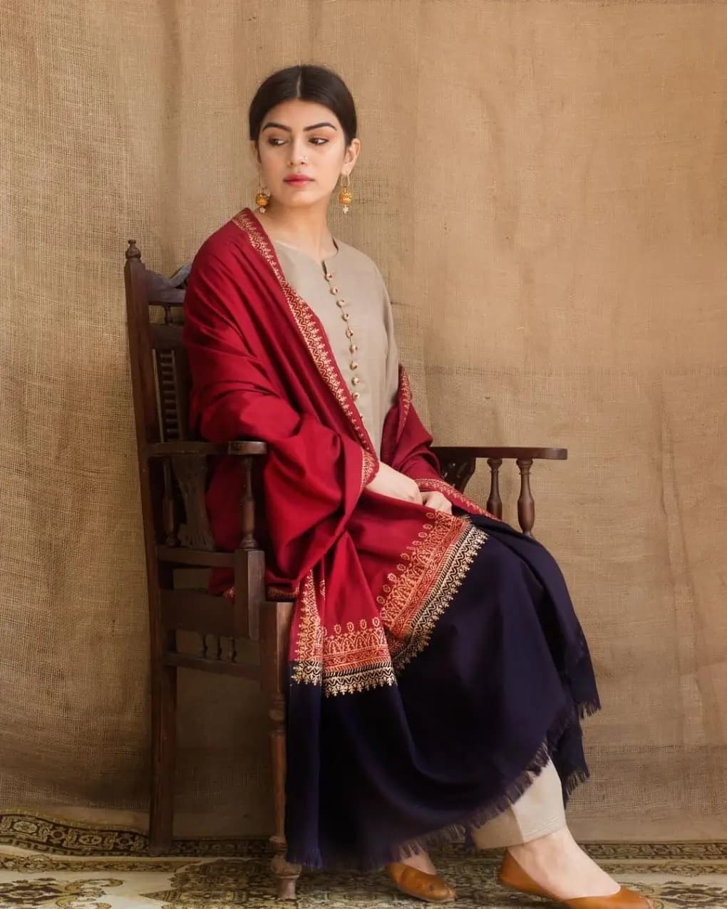 DYOT (DHANAK)  SHIRT:  Dhanak   DUPATTA: Wool Shawl  TROUSER: Dhanak