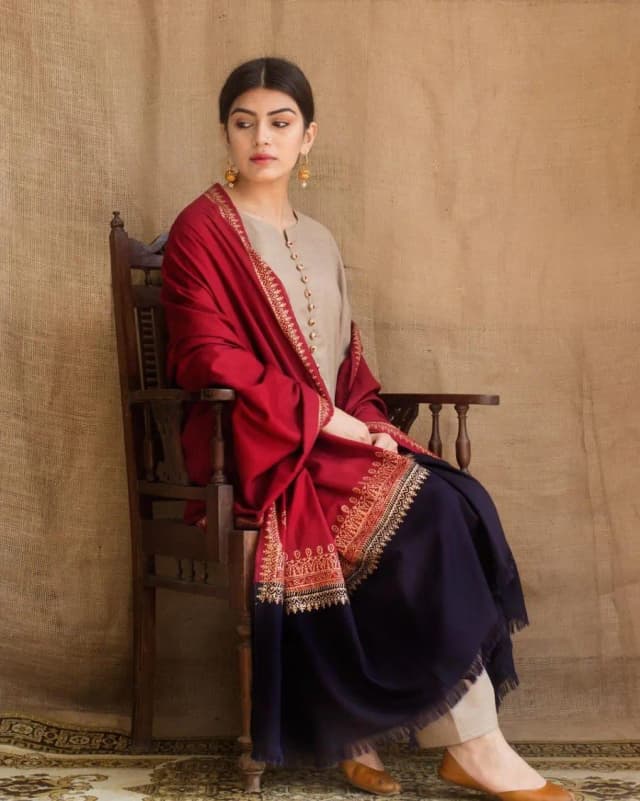 DYOT (DHANAK)  SHIRT:  Dhanak   DUPATTA: Wool Shawl  TROUSER: Dhanak