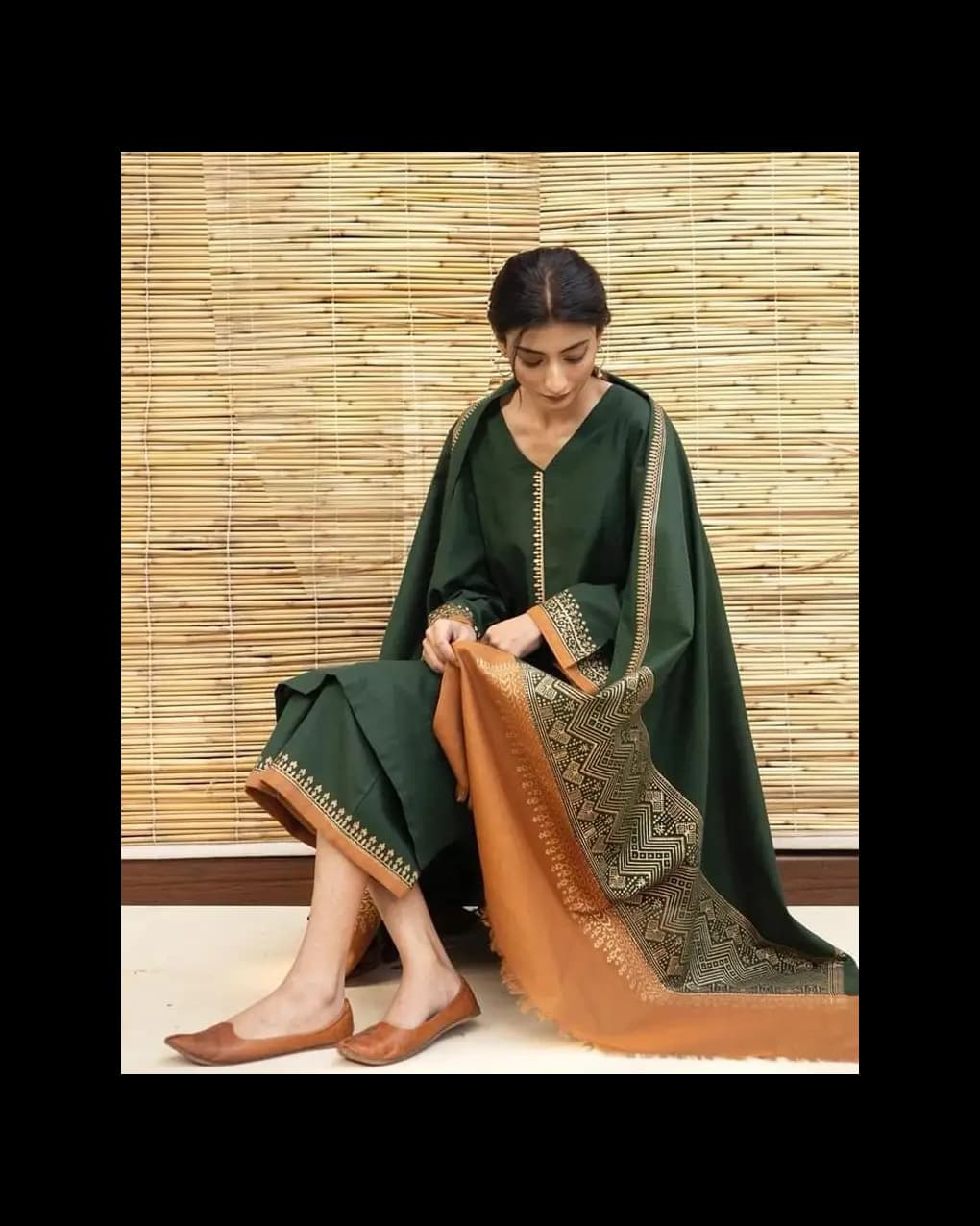 DYOT (DHANAK)  SHIRT:  Dhanak   DUPATTA: Wool Shawl  TROUSER: Dhanak